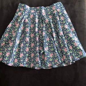 Floral mini skirt in denim blue color